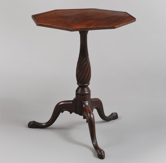 Rare and Important Octagonal Top Carved Candlestand